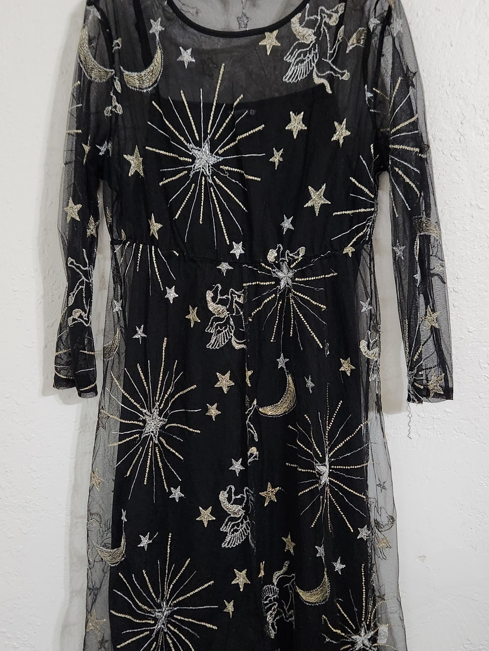 Black Sheer Long Sleeve Dress